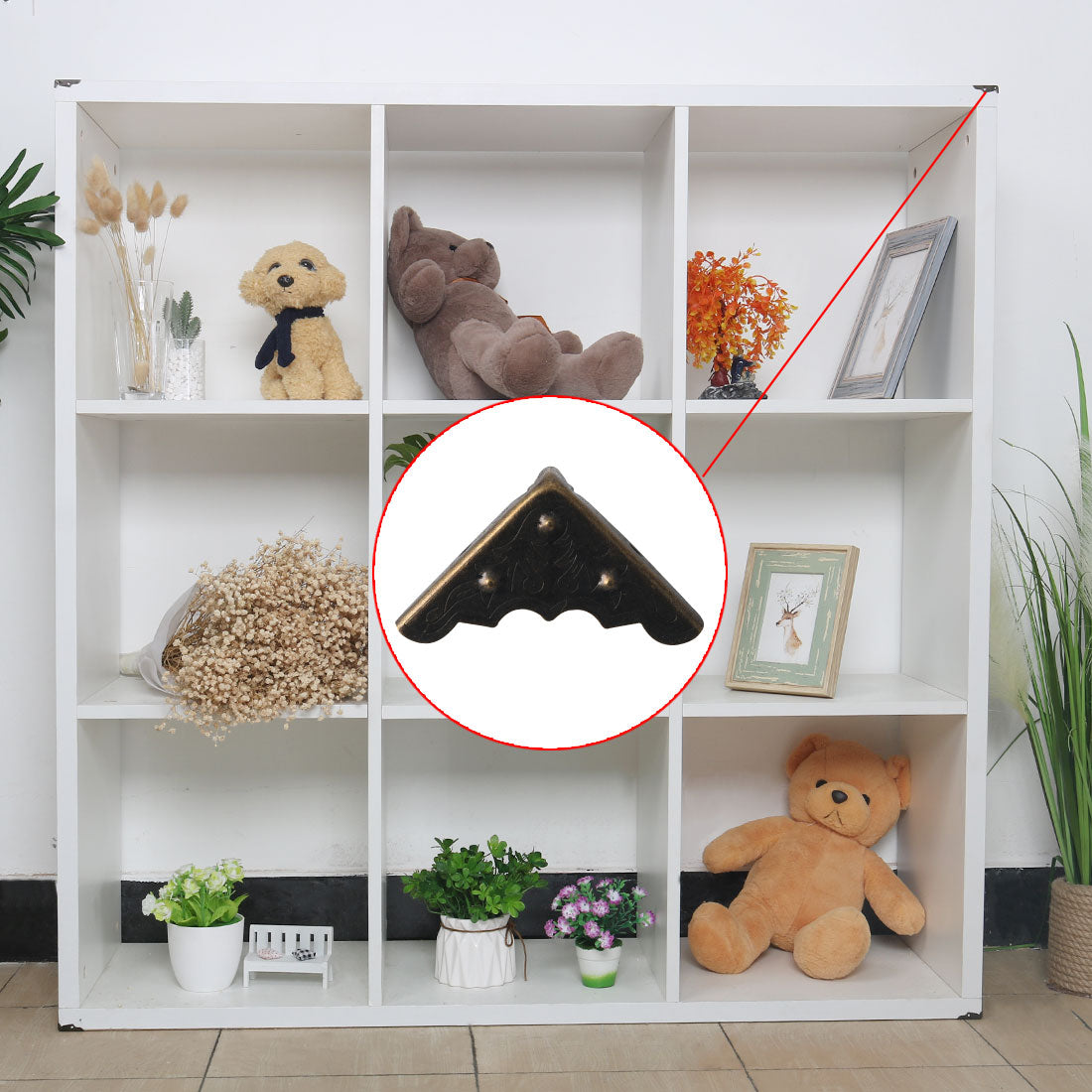 Harfington 16pcs Box Corner Protector Bronze Tone Triangle Frame Box Furniture Protectors