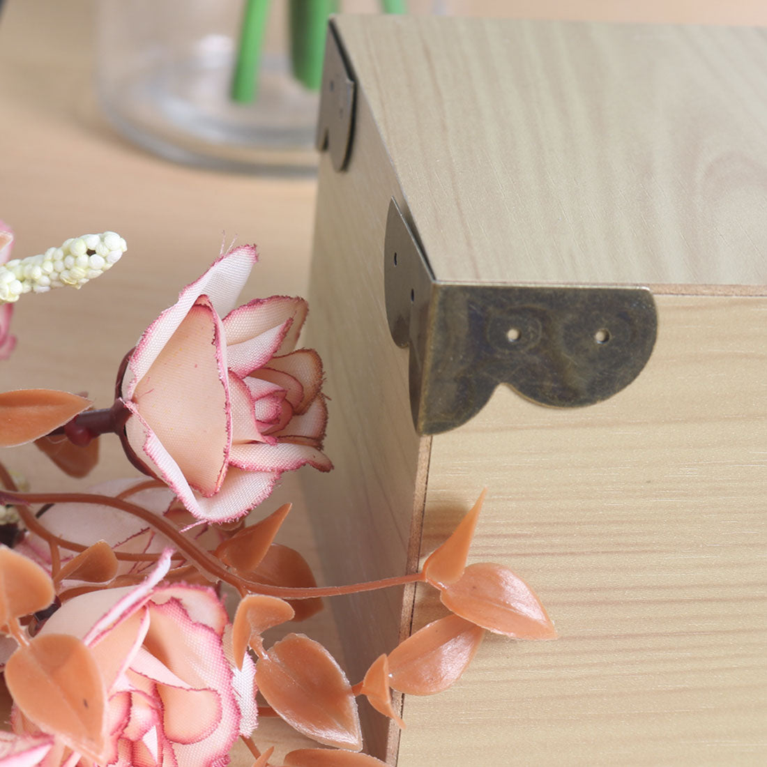 Harfington 16pcs Box Corner Protectors Bronze Tone Guard Edge Cover Desk Box Corner Decor