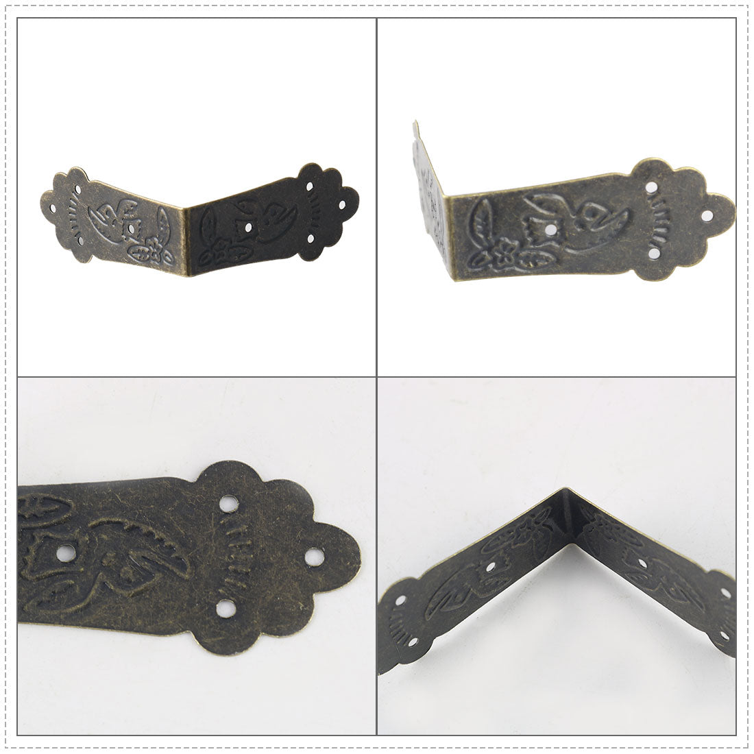 Harfington 12pcs Box Corner Protector Vintage Bronze Tone Edge Cover Box Corner Decor