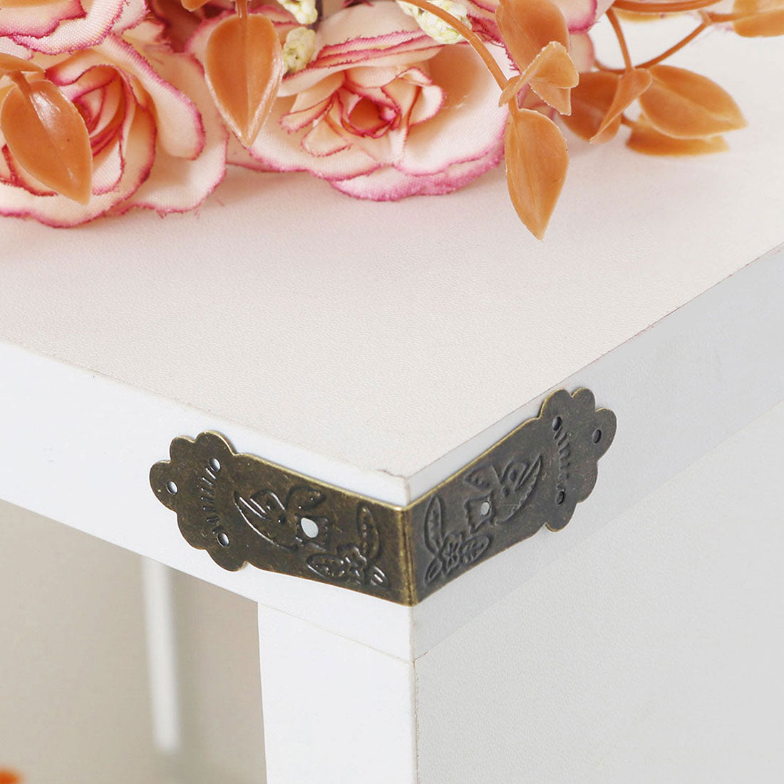 Harfington 12pcs Box Corner Protector Vintage Bronze Tone Edge Cover Box Corner Decor