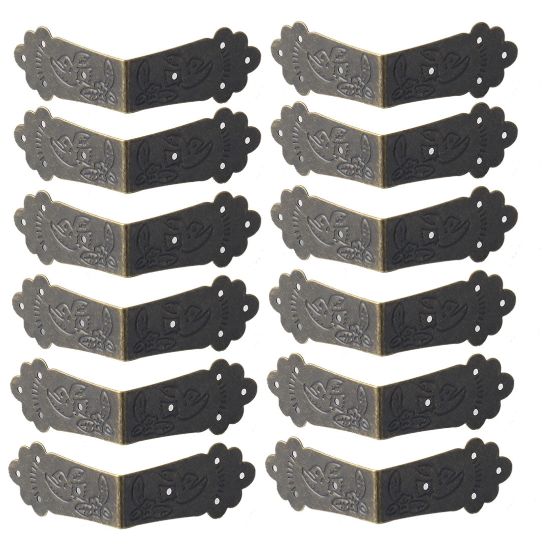 Harfington 12pcs Box Corner Protector Vintage Bronze Tone Edge Cover Box Corner Decor