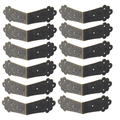 Harfington 12pcs Box Corner Protector Vintage Bronze Tone Edge Cover Box Corner Decor