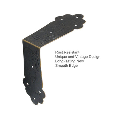 Harfington 16pcs Box Corner Protector Vintage Bronze Tone Edge Covers Box Corner Decor