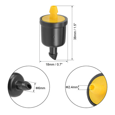 Harfington Pressure Compensating Dripper 5GPH 20L/H Emitter for Garden Lawn Drip Irrigation with Barbed Hose Connector Plastic Yellow 10pcs