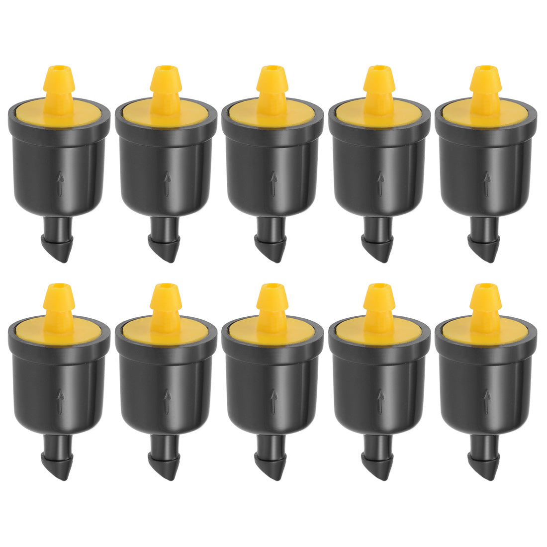 Harfington Pressure Compensating Dripper 5GPH 20L/H Emitter for Garden Lawn Drip Irrigation with Barbed Hose Connector Plastic Yellow 10pcs