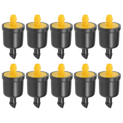 Harfington Pressure Compensating Dripper 5GPH 20L/H Emitter for Garden Lawn Drip Irrigation with Barbed Hose Connector Plastic Yellow 10pcs