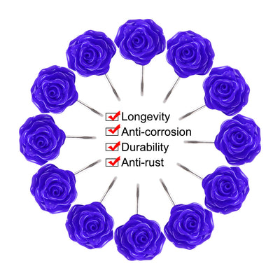 Harfington 12pcs Resin Flower Shower Curtain Hook Rolling Hooks Rings Bathroom Decorative