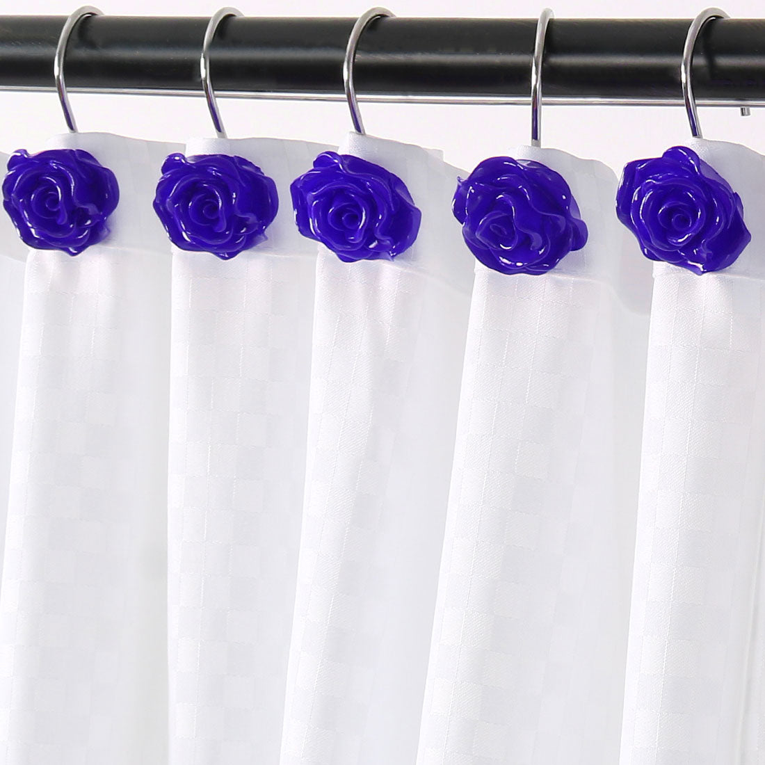 Harfington 12pcs Resin Flower Shower Curtain Hook Rolling Hooks Rings Bathroom Decorative