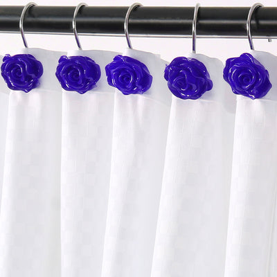 Harfington 12pcs Resin Flower Shower Curtain Hook Rolling Hooks Rings Bathroom Decorative