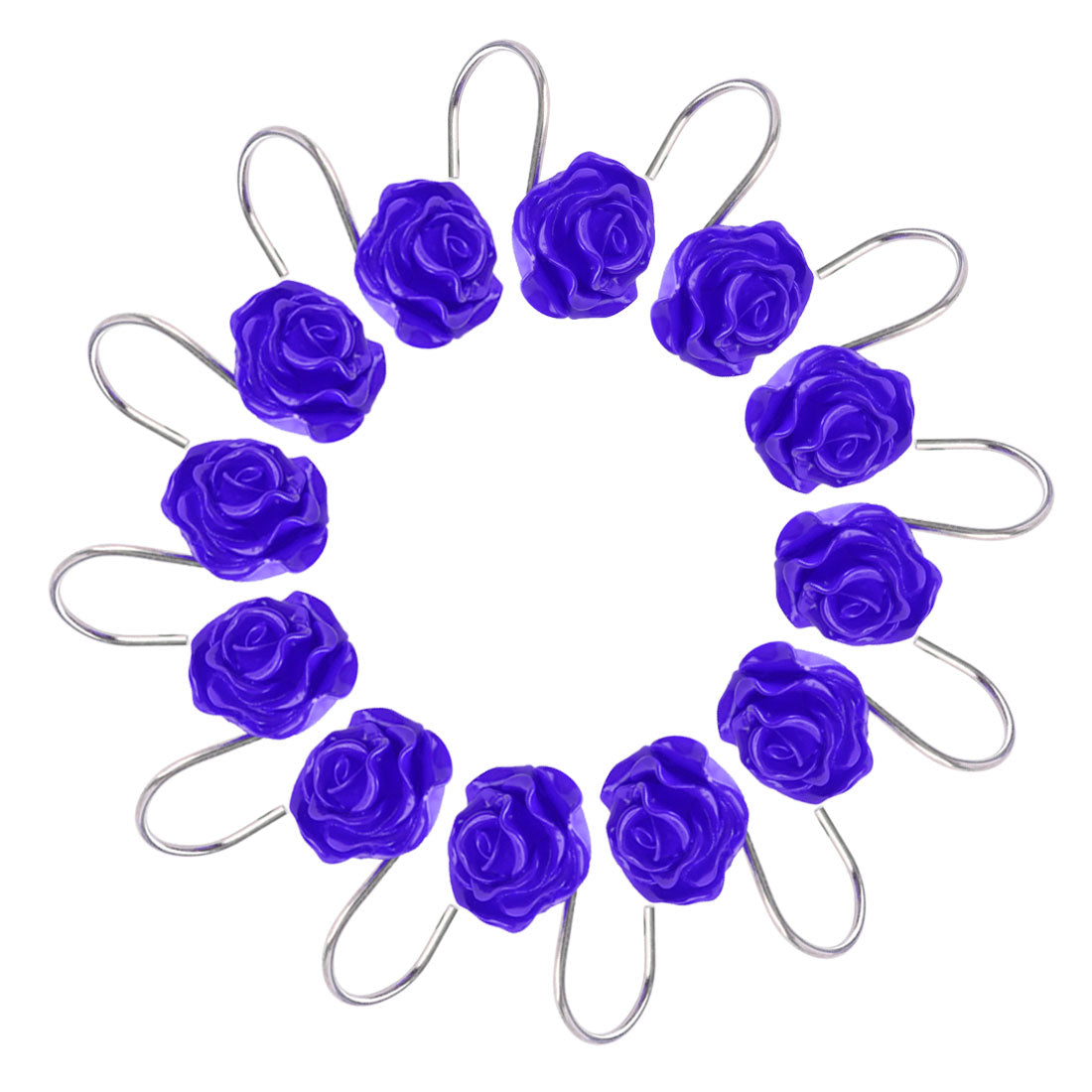 Harfington 12pcs Resin Flower Shower Curtain Hook Rolling Hooks Rings Bathroom Decorative