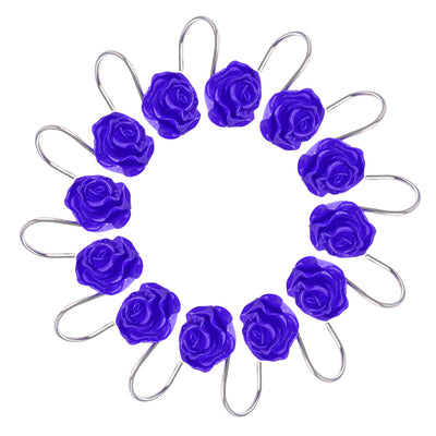 Harfington 12pcs Resin Flower Shower Curtain Hook Rolling Hooks Rings Bathroom Decorative