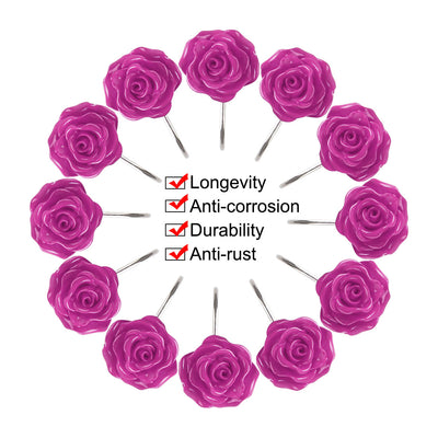 Harfington 12pcs Resin Flower Shower Curtain Hook Rolling Hooks Rings Bathroom Decorative