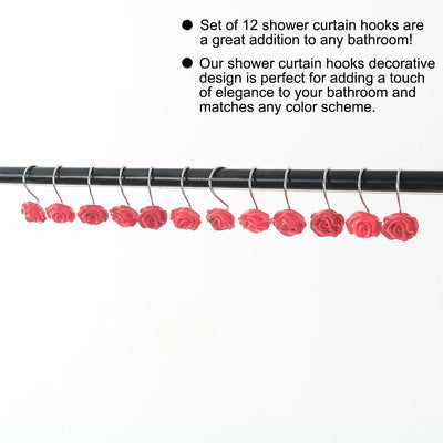 Harfington 12pcs Resin Flower Shower Curtain Hook Rolling Hooks Rings Bathroom Decorative