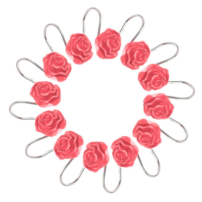 Harfington 12pcs Resin Flower Shower Curtain Hook Rolling Hooks Rings Bathroom Decorative