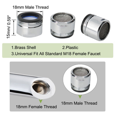 Harfington 18mm Faucet Aerator Universal Male Faucet Replacement Water Filter Adapters