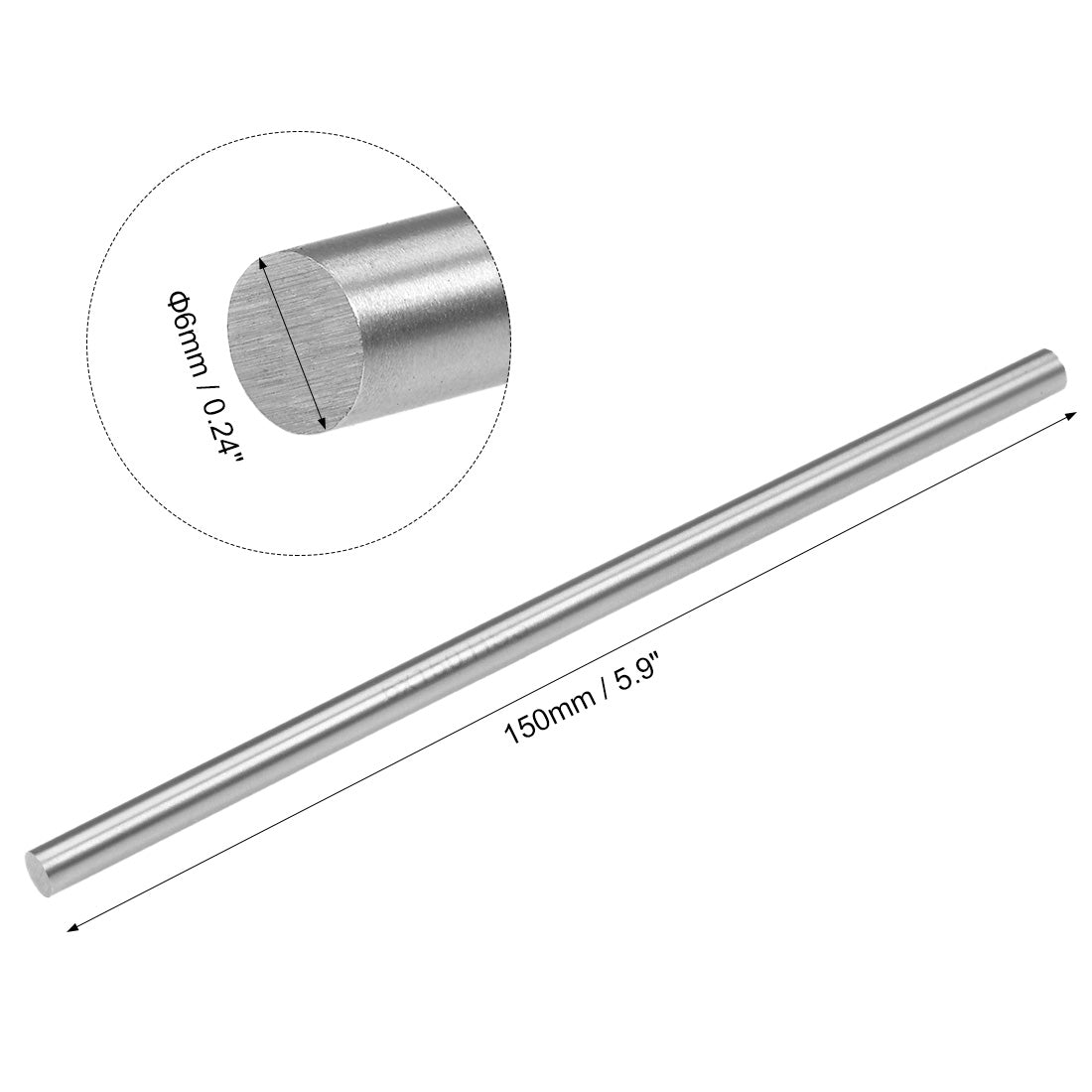 Harfington HSS Lathe Round Rod Solid Shaft Bar 150mm Length 2Pcs