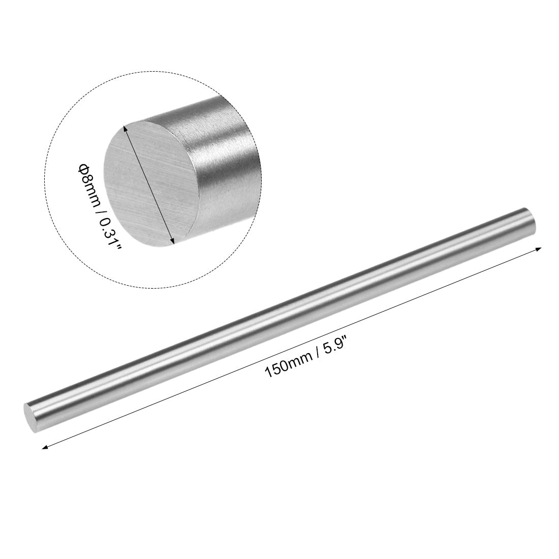 Harfington HSS Lathe Round Rod Solid Shaft Bar 150mm Length 2Pcs