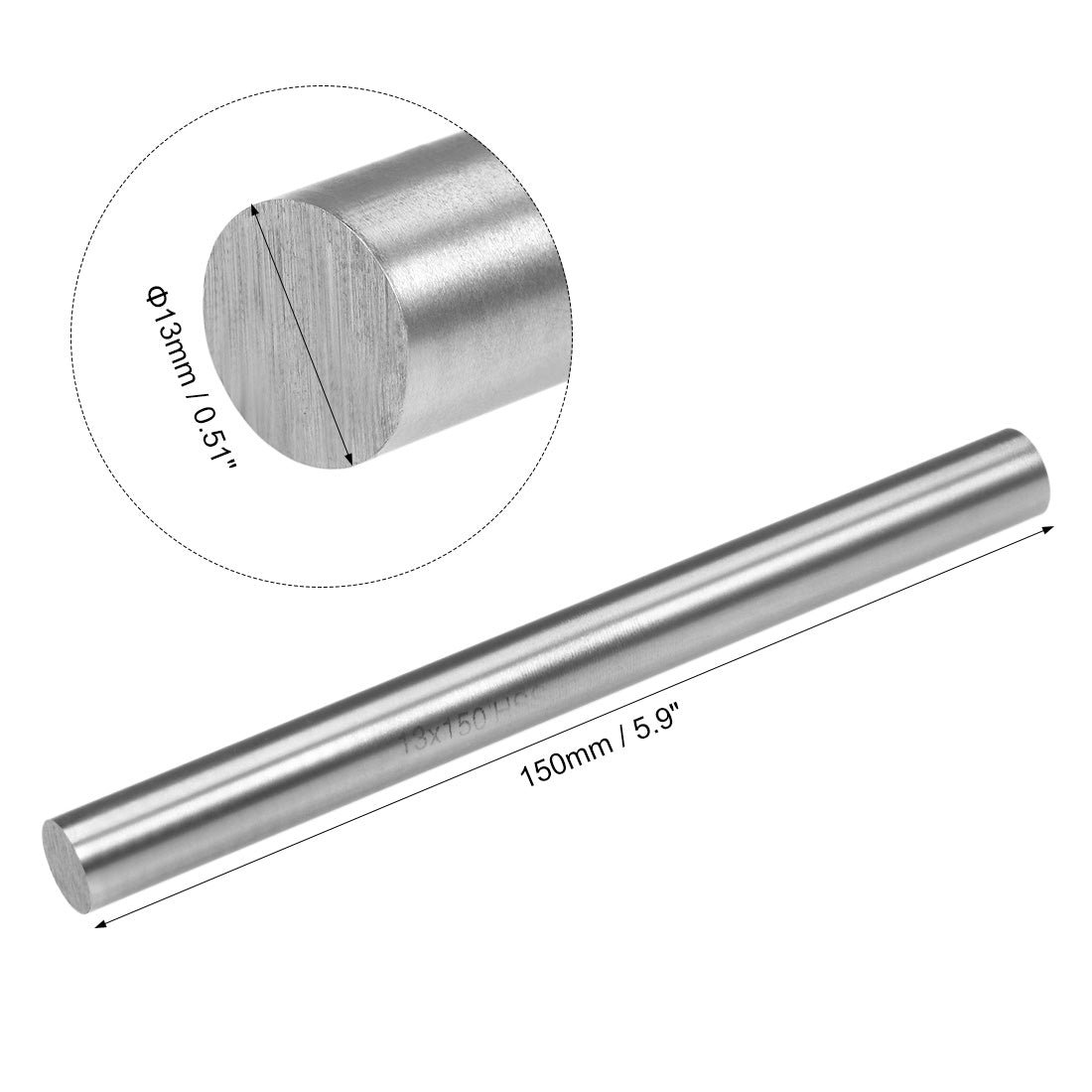 Harfington HSS Lathe Round Rod Solid Shaft Bar 150mm Length 2Pcs