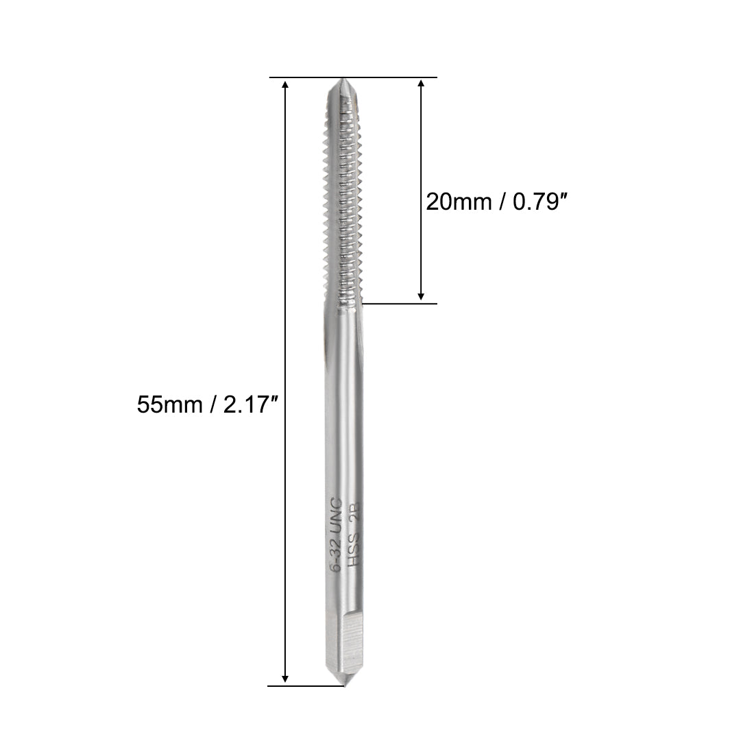 Harfington Machine Tap 6-32 UNC Thread 2B Class 3 Flutes High Speed Steel