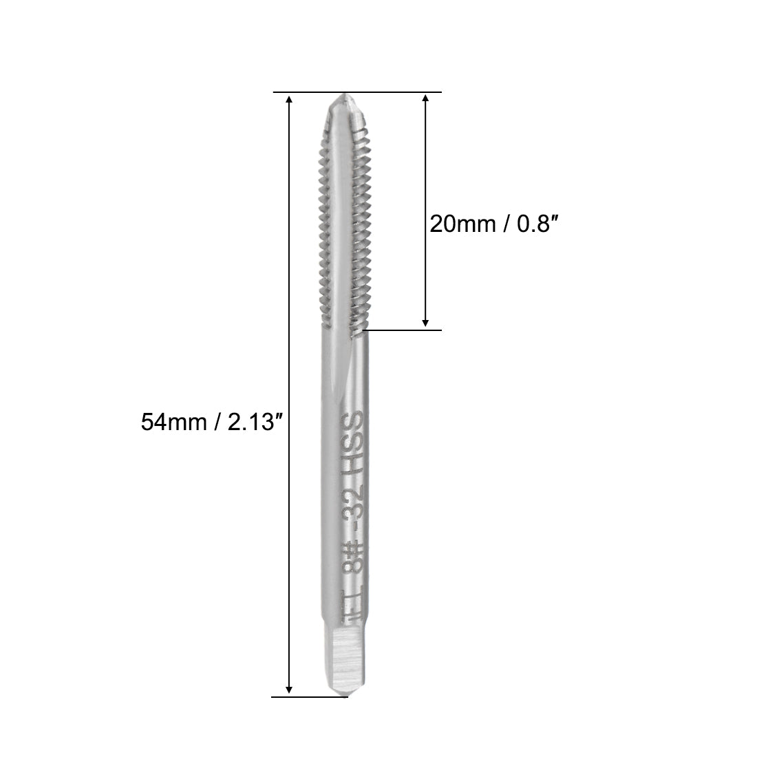 Harfington Machine Tap 8-32UNC Thread 2B Class 3 Flutes High Speed Steel 2pcs