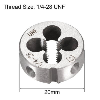 Harfington 1/4-28 UNF Round Dies Machine Thread Threading Dies 0.8" OD Tool Steel