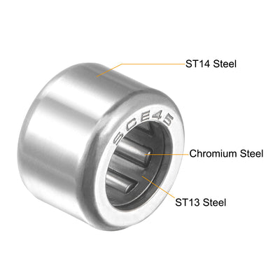 Harfington Needle Roller Bearings, Open End, Stamping Steel Drawn Cup Chrome Steel Rollers, Inch
