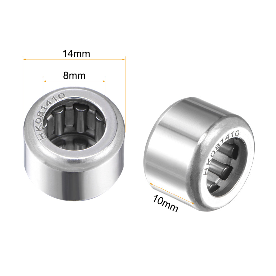 uxcell Uxcell HK Series Needle Roller Bearings, Stamping Steel Drawn Cup Metric