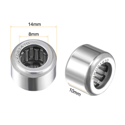 Harfington Uxcell HK Series Needle Roller Bearings, Stamping Steel Drawn Cup Metric