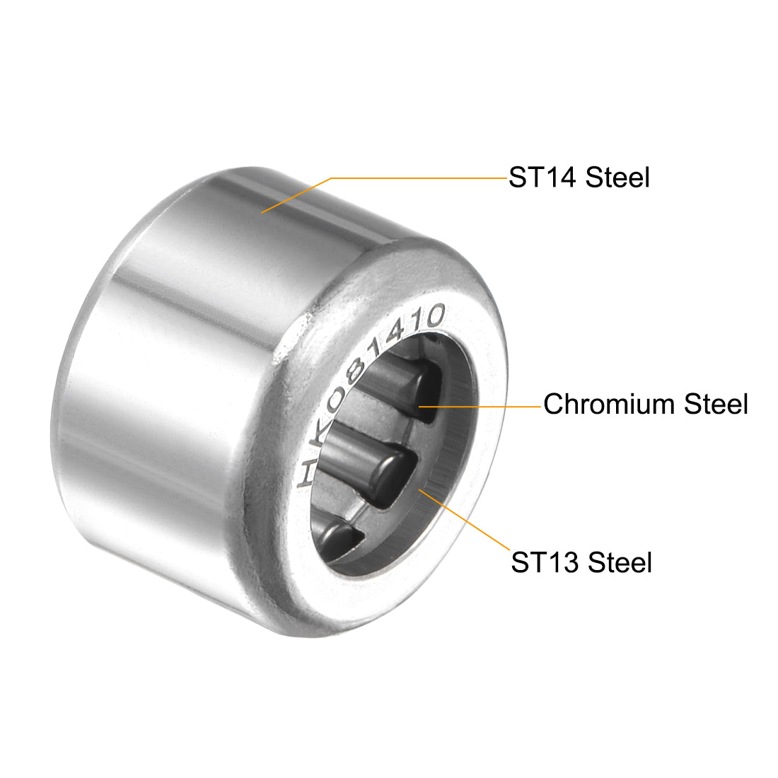 uxcell Uxcell HK Series Needle Roller Bearings, Stamping Steel Drawn Cup Metric