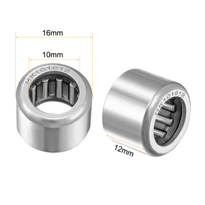 Harfington Uxcell HK Series Needle Roller Bearings, Stamping Steel Drawn Cup Metric