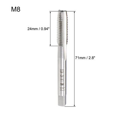 Harfington Metric Machine Tap Left M8 Thread 1.25 Pitch H2 3 Flutes High Speed Steel