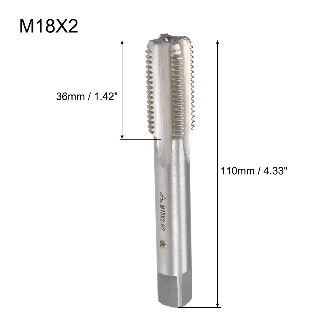 Harfington Metric Machine Tap Left Thread 1 Pitch H2 4 Flutes High Speed Steel