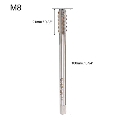 Harfington Metric Machine Tap M8 Thread 1.25 Pitch H2 Accuracy 3 Flutes High Speed Steel