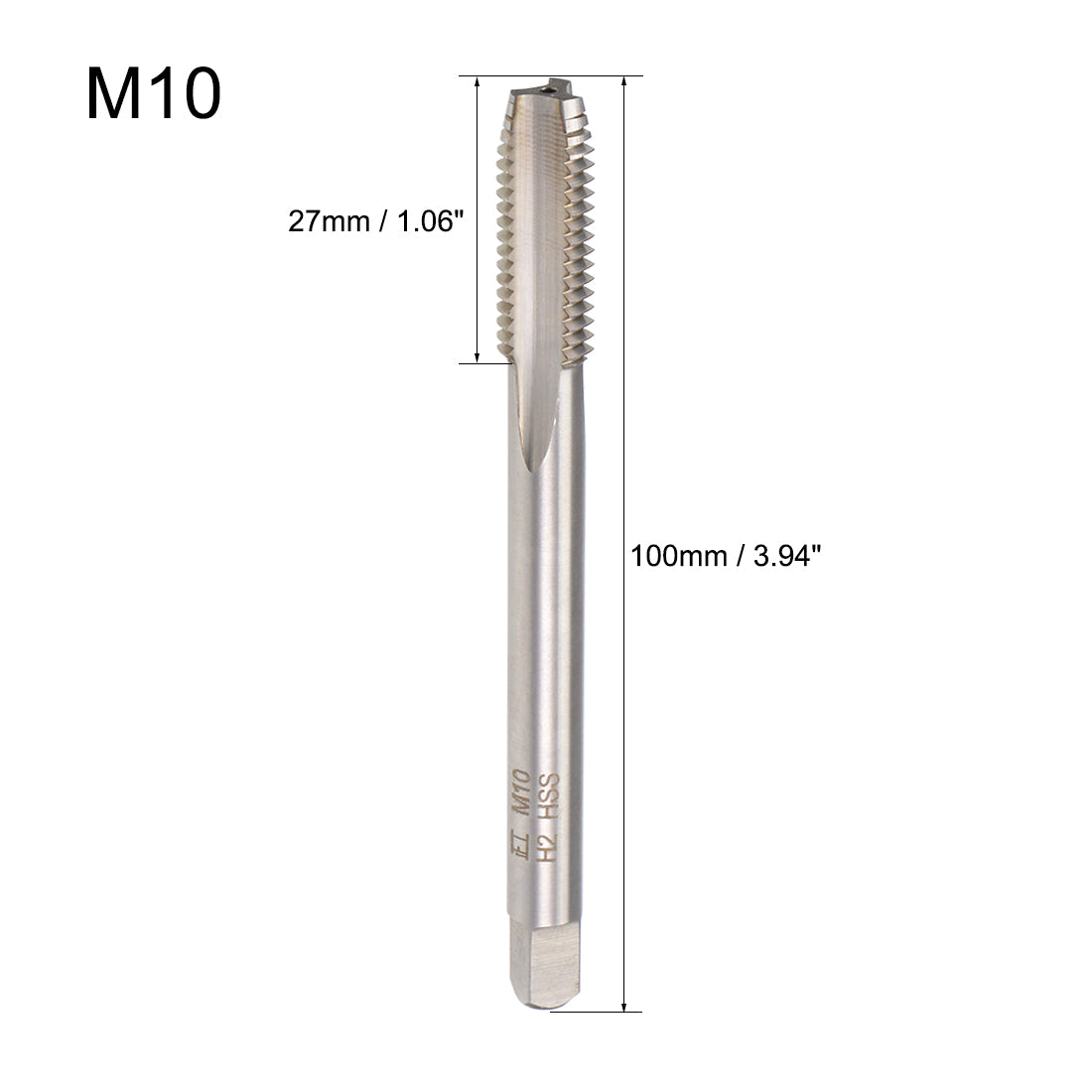 Harfington Metric Machine Tap M10 Thread 1.5 Pitch H2 Accuracy 3 Flutes High Speed Steel