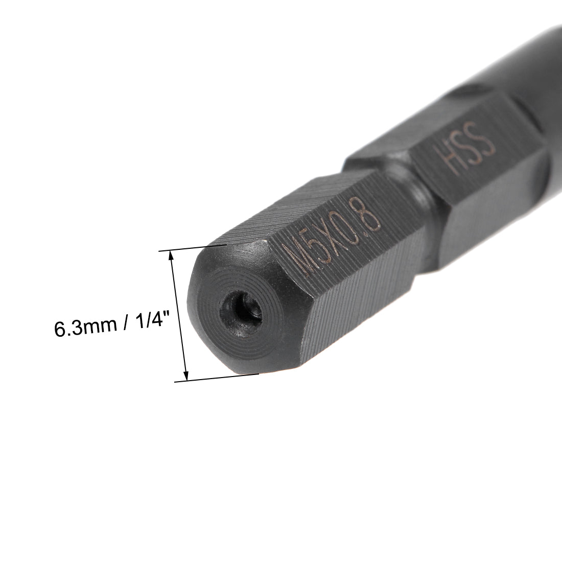 Harfington Metric Machine Tap M5 Thread 0.8 Pitch H2 3 Flutes Hex Shank High Speed Steel