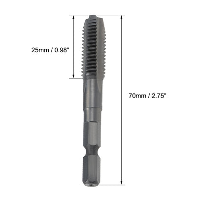 Harfington Metric Machine Tap M10 Thread 1.5 Pitch H2 3 Flutes Hex Shank High Speed Steel