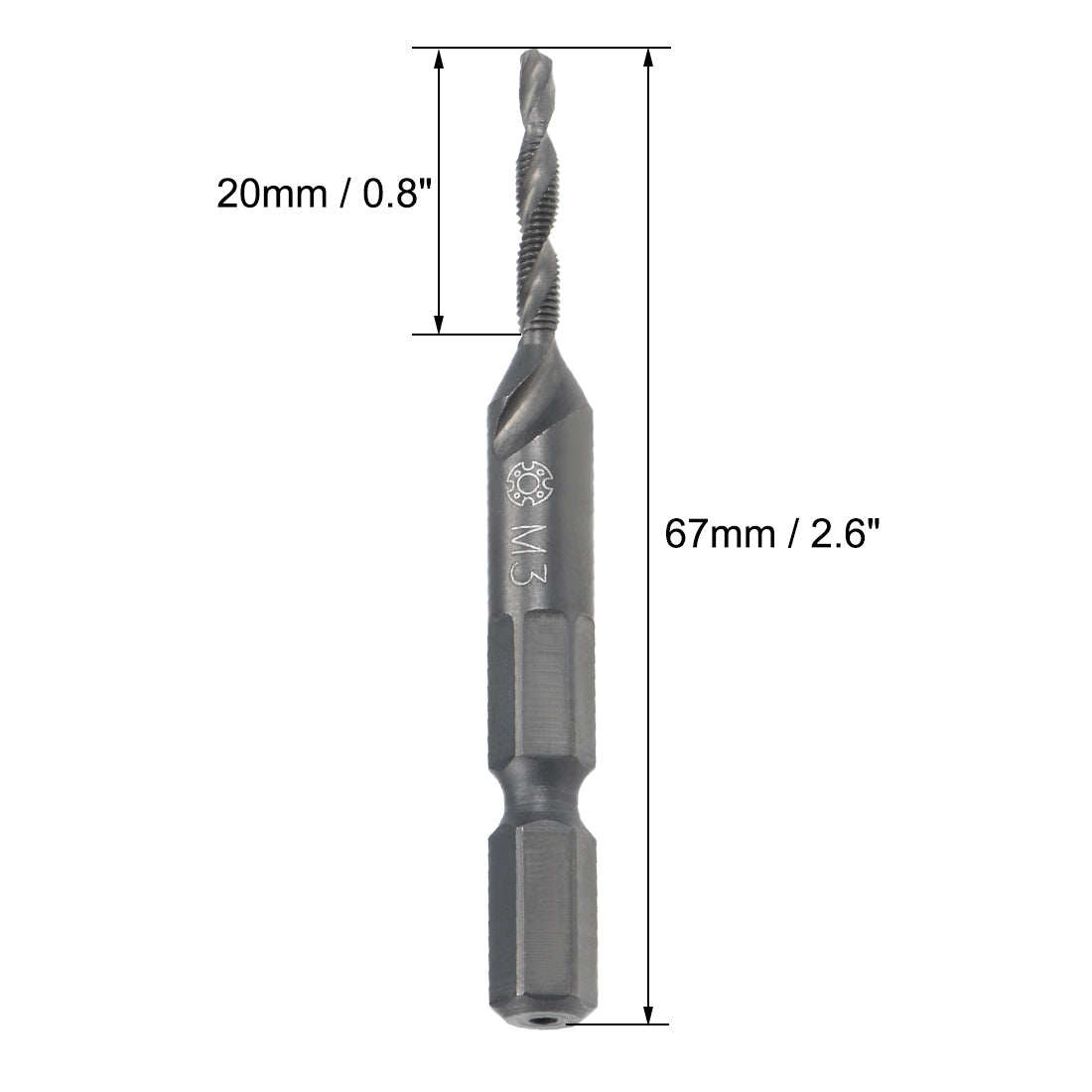 Harfington Metric Spiral Machine Screw Tap Thread Pitch Countersink Drill Bit H2 Hex Shank HSS
