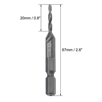 Harfington Metric Spiral Machine Screw Tap Thread Pitch Countersink Drill Bit H2 Hex Shank HSS