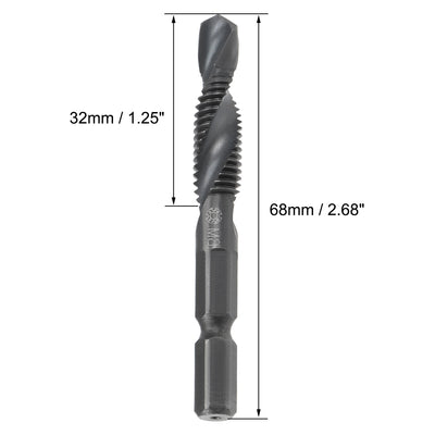 Harfington Metric Spiral Machine Screw Tap Thread Pitch Countersink Drill Bit H2 Hex Shank HSS