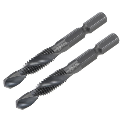 Harfington Metric Spiral Machine Screw Tap Thread Pitch Countersink Drill Bit H2 Hex Shank HSS