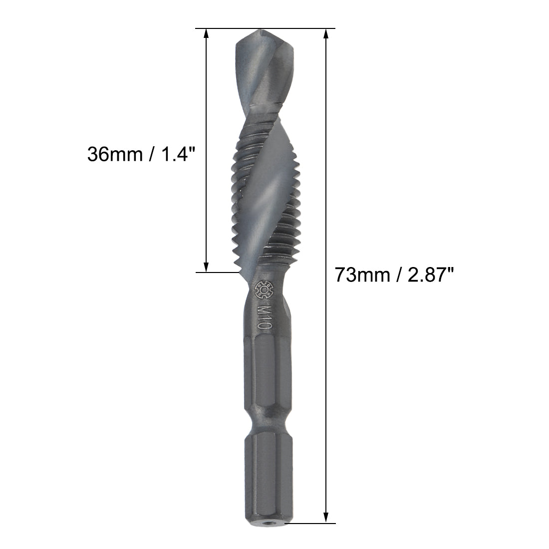 Harfington Metric Spiral Machine Screw Tap Thread Pitch Countersink Drill Bit H2 Hex Shank HSS