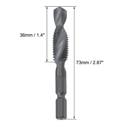Harfington Metric Spiral Machine Screw Tap Thread Pitch Countersink Drill Bit H2 Hex Shank HSS