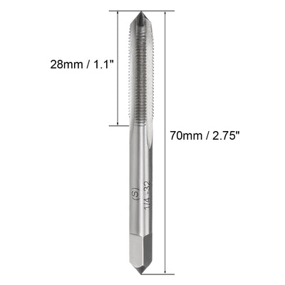 Harfington Machine Tap 1/4-32 UNEF Thread Pitch 2B Class 3 Flutes High Speed Steel