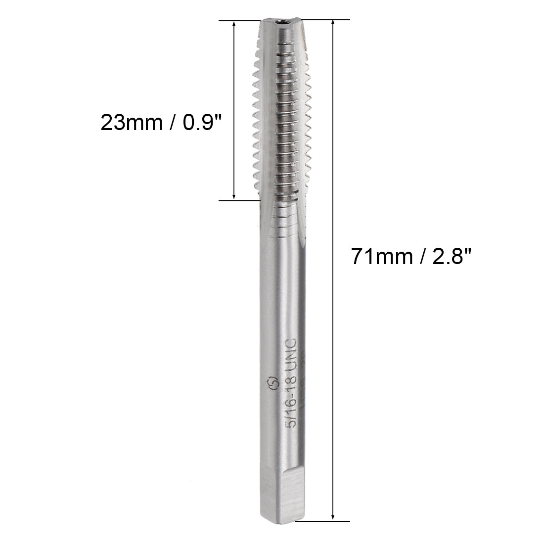 Harfington Machine Tap 5/16-18 UNC Thread 2B Class 3 Flutes High Speed Steel
