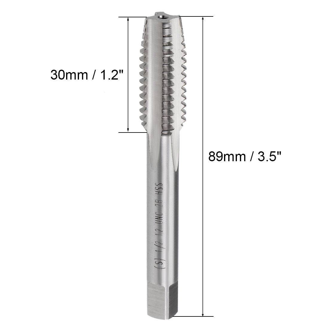 Harfington Machine Tap 1/2-12 UNS Thread 2B Class 4 Flutes High Speed Steel