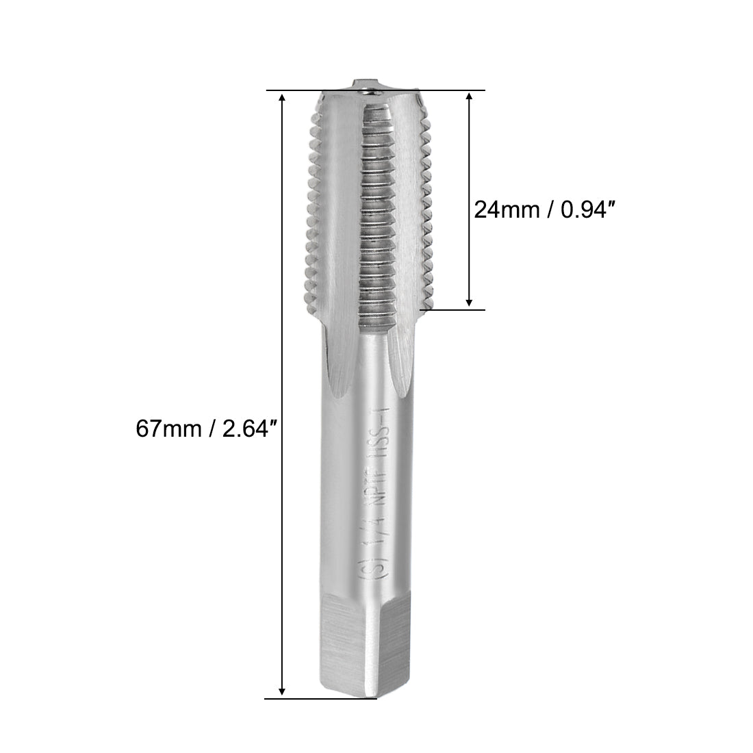 Harfington Machine Tap 1/4-18 NPTF Straight Pipe Thread 4 Flutes High Speed Steel