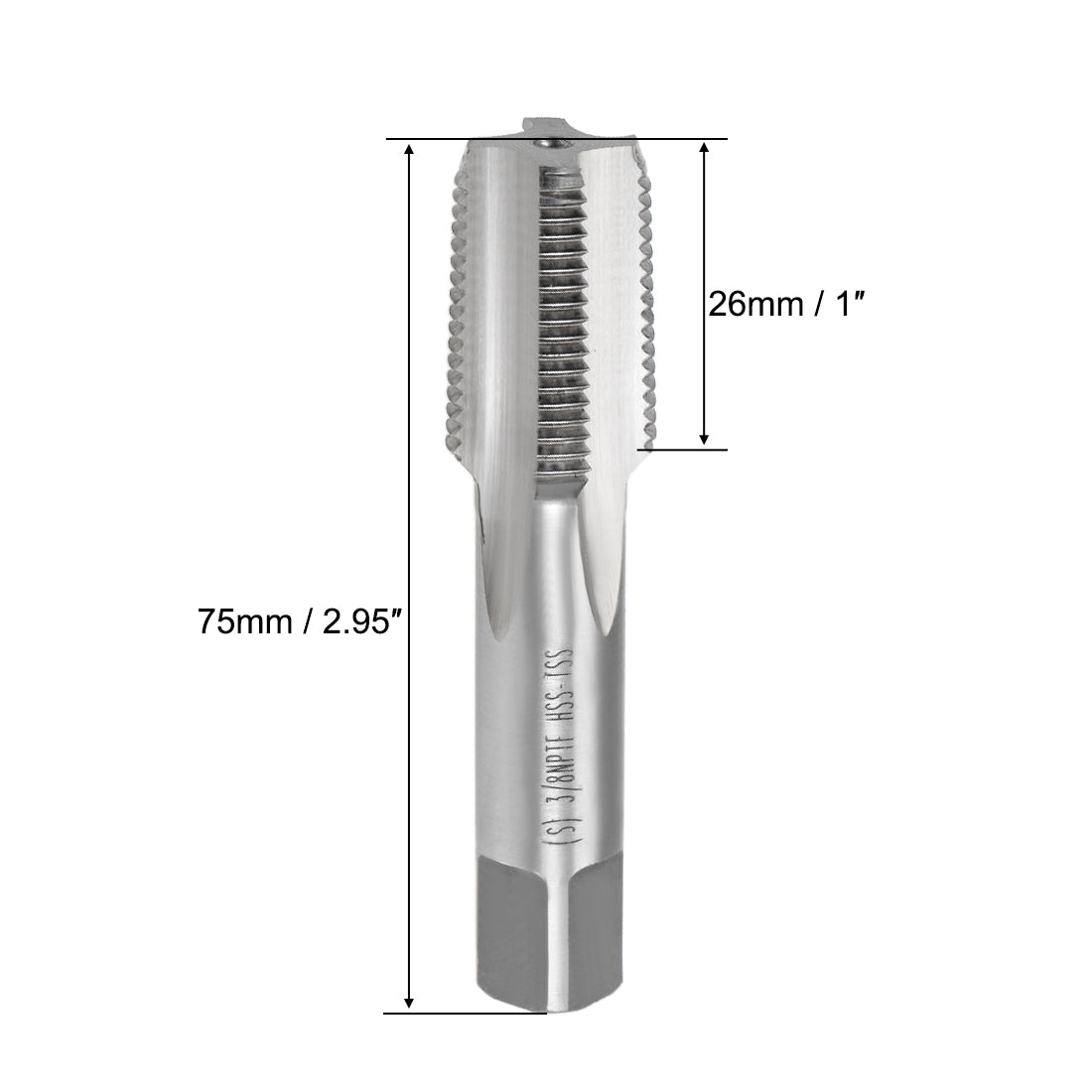 Harfington Machine Tap 3/8-18 NPTF Straight Pipe Thread 4 Flutes High Speed Steel