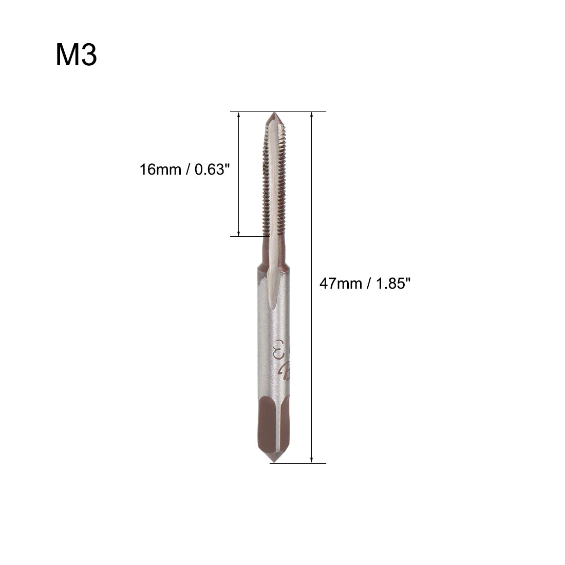 Harfington Metric Hand Taps M3 Thread 0.5 Pitch 3 Straight Flutes H2 Alloy Tool Steel 1 Pair