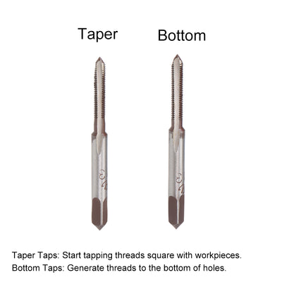 Harfington Metric Hand Tap M3 Thread 0.5 Pitch 3 Straight Flutes H2 Alloy Tool Steel 2 Pairs