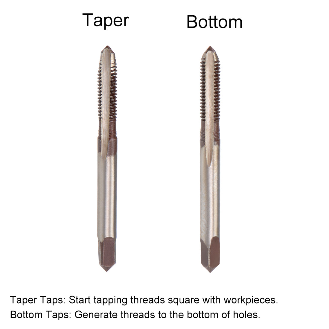 Harfington Metric Hand Tap M4 Thread 0.7 Pitch 3 Straight Flutes H2 Alloy Tool Steel 2 Pairs